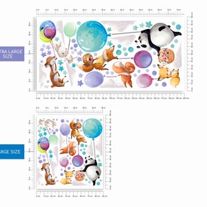 Grands stickers muraux animaux sur ballons colorés Panda Cerf Renard Lapin image 9