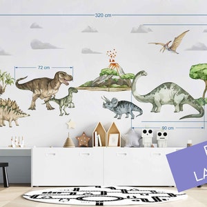 Stickers muraux DINOSAURES aquarelle réalistes pour chambre d'enfant image 6