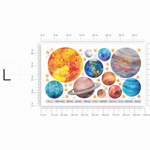 Solar System Large Wall Stickers for Kids Planets Space Big Solar System Wall Stickers Bedroom Playroom Watercolor L