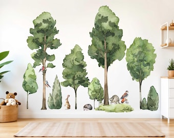 XXL Sticker Set Forest Trees Wall Sticker for Children's Room Big Set Wall Sticker for Baby Room Wall Sticker Decoration Self-Adhesive