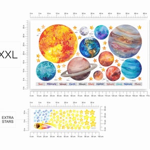 XL Stickers Planètes, Système Solaire ENG XXL + EXTRA STARS