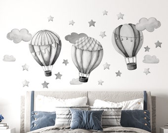 Large Wall Decals for Kids Watercolor Hot Air balloon