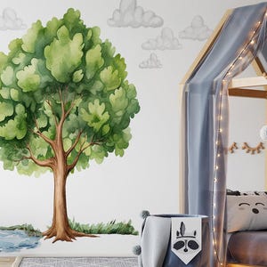 Wall stickers for children large Tree self-adhesive wall decoration forest large set with clouds for children