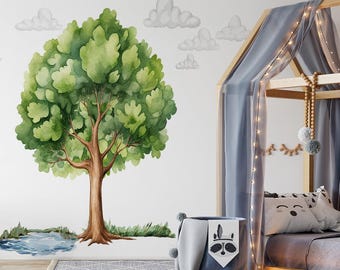 Wall stickers for children large Tree self-adhesive wall decoration forest large set with clouds for children