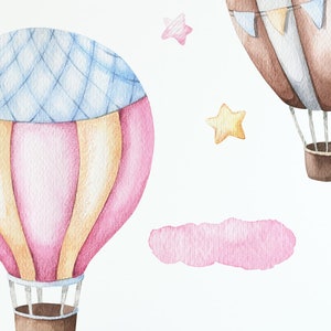 Wall Stickers for Kids, Nursery Decals Pink and Blue Hot Air Balloons image 4