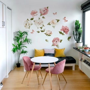Adesivi murali Fiori rosa e bianchi Adesivi murali floreali per la camera immagine 5