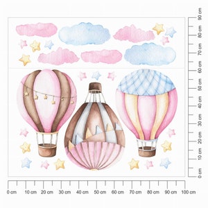 Wall Stickers for Kids, Nursery Decals Pink and Blue Hot Air Balloons image 5