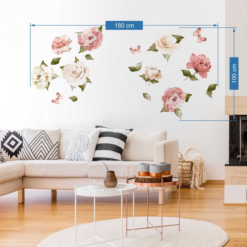 Adesivi murali Fiori rosa e bianchi Adesivi murali floreali per la camera immagine 6