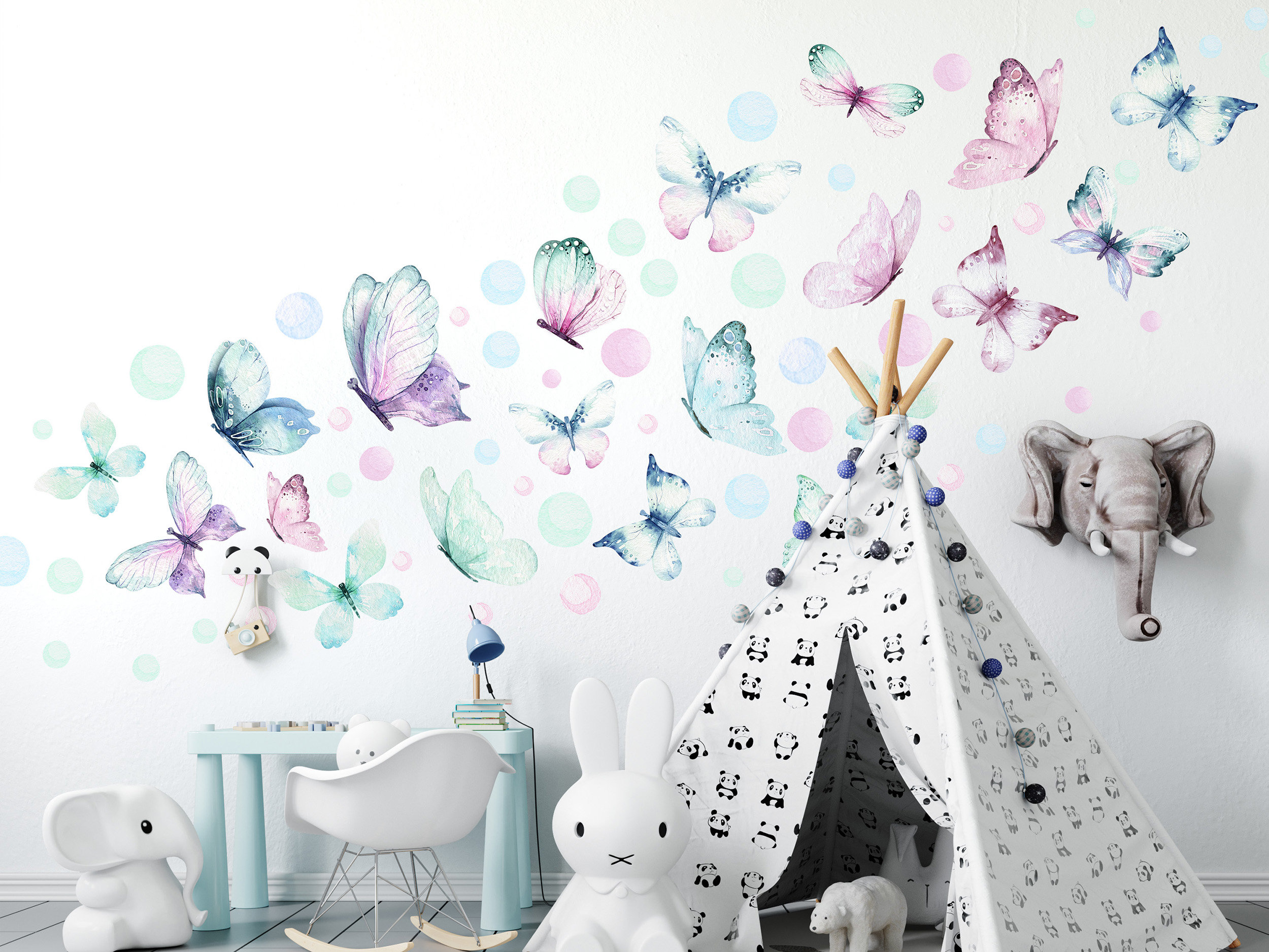 30 x Multicoloured Rainbow Butterfly Pack Car Van wall Stickers Decals Girls 