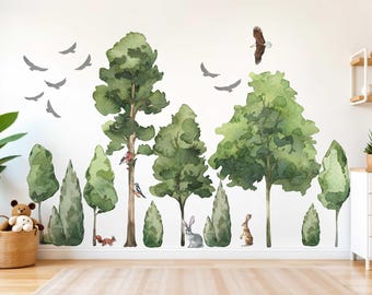 XXL Sticker Set Forest Trees Wall Sticker for Children's Room Big Set Wall Sticker for Baby Room Wall Sticker Decoration Self-Adhesive