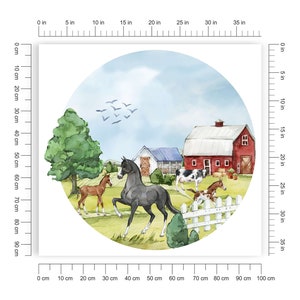 Large Wall Stickers Farm Circle Horses, Farm Sticker Country Life, Rural Life image 7