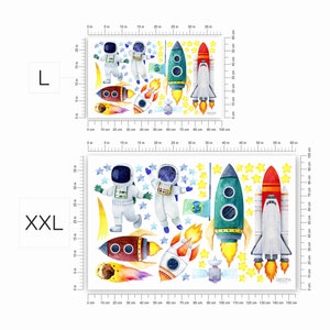 Aquarell Wandaufkleber Weltraum, Raketen, Kosmonauten Schälen und aufkleben Leerzeichen Schlafzimmer Spielzimmer Bild 2
