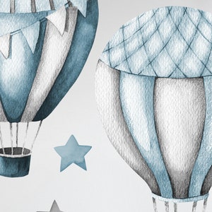 Grands stickers muraux bleus gris ballons, nuages et étoiles image 4