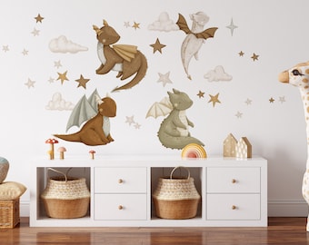 Large wall sticker with magical dragon 2 - wall decoration girls boys room birthday baby shower gift