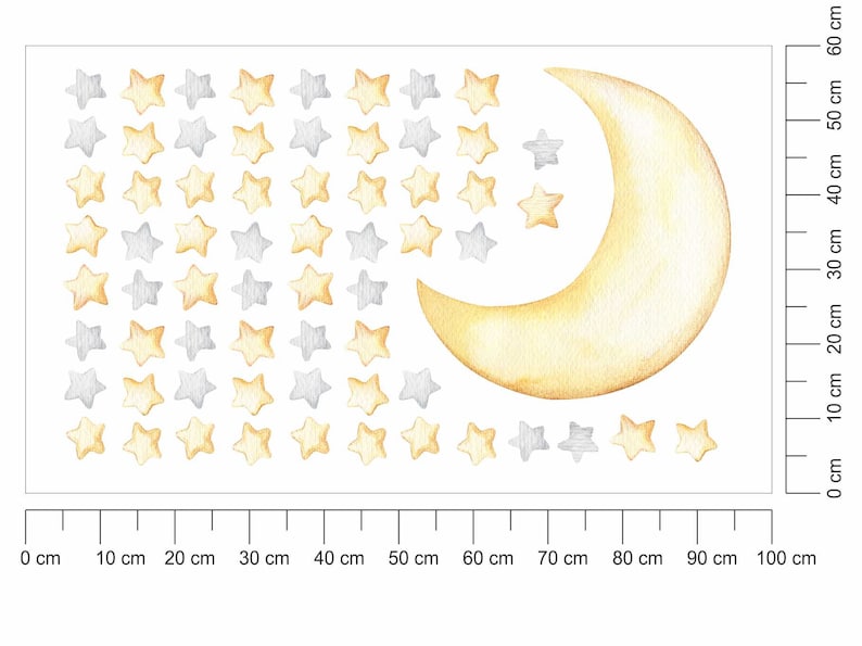 Watercolor Stars and Moon Night Sky Wall Decals for Kids - Etsy