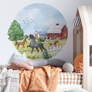 Adesivi murali grandi Cerchio della fattoria Cavalli, Adesivo fattoria immagine 3