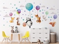 XXL wall sticker set animals with colorful balloons for children's room panda wall sticker for baby room fox decoration self-adhesive