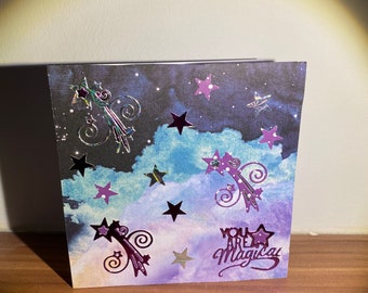 Magical Shooting Star Birthday Card, Galaxy Design