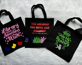 Book Lover Black Tote Bag: Librarian Gift