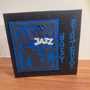 Stylish Jazz Birthday Card for Musicians or Music Lovers Alike Black