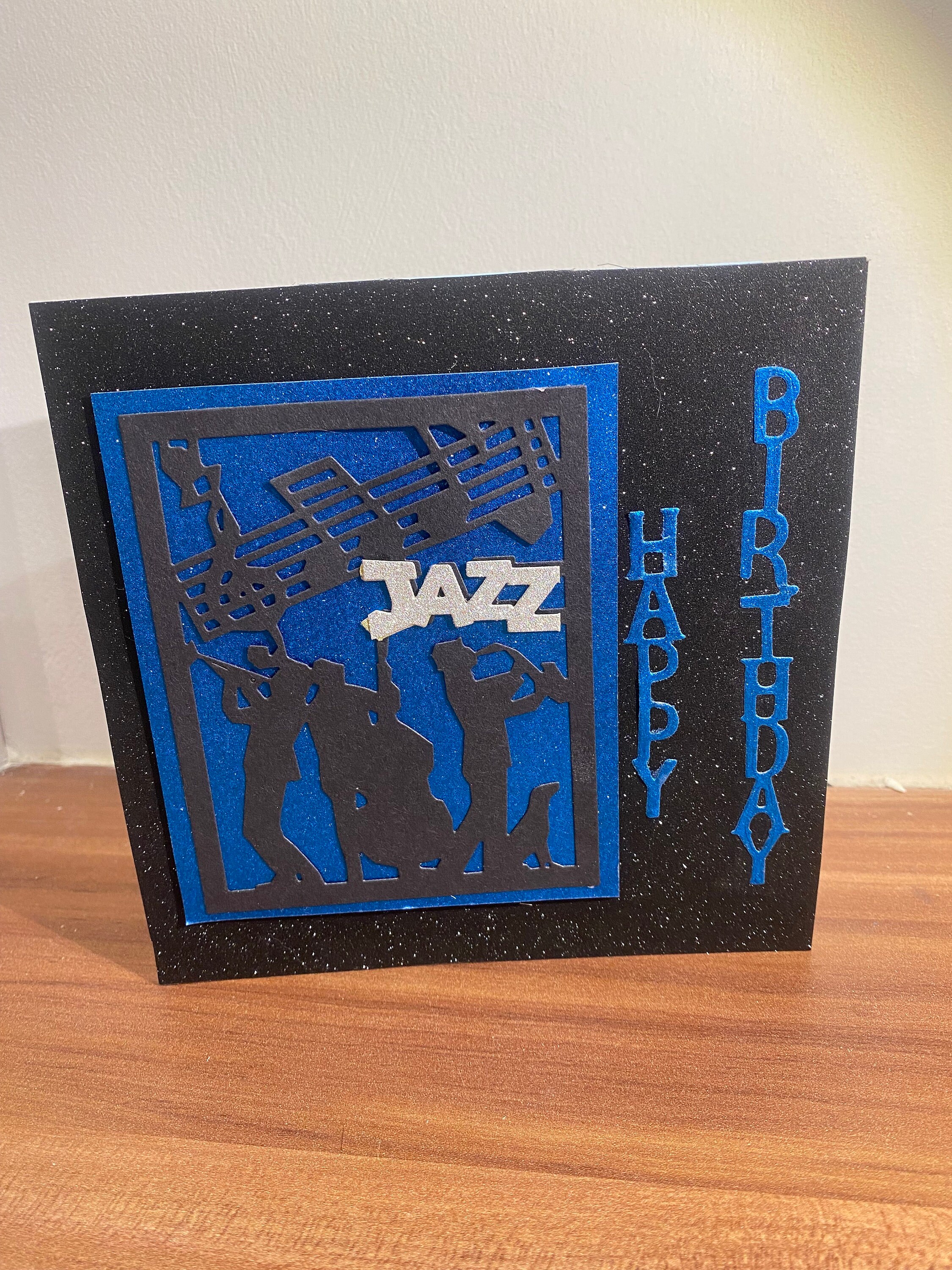 Stylish Jazz Birthday Card for Musicians or Music Lovers Alike Black