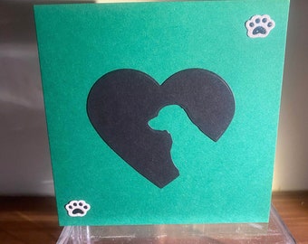 Dog Silhouette Card: Paw Print Heart - For Dog Lovers
