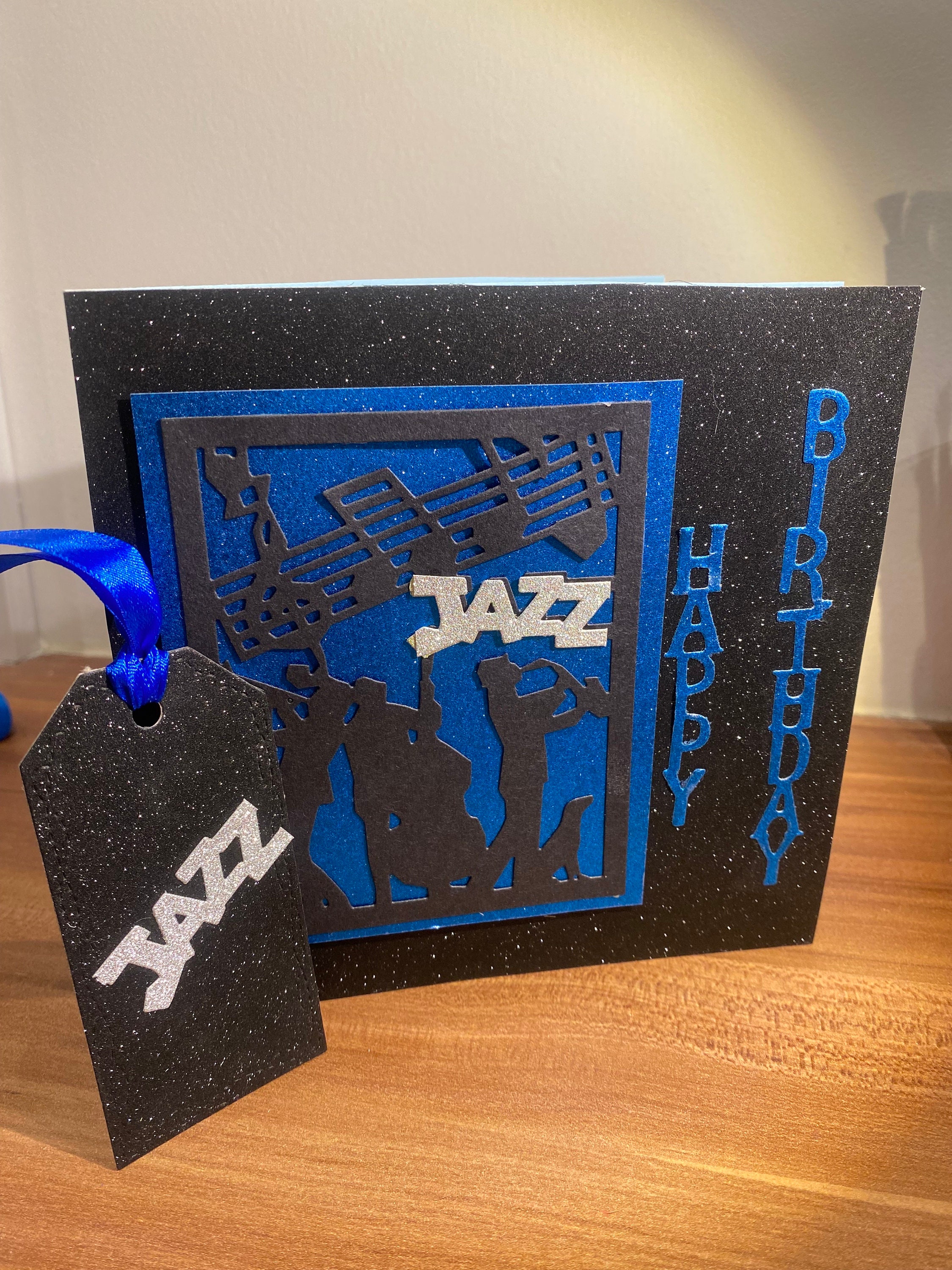 Stylish Jazz Birthday Card for Musicians or Music Lovers Alike Black