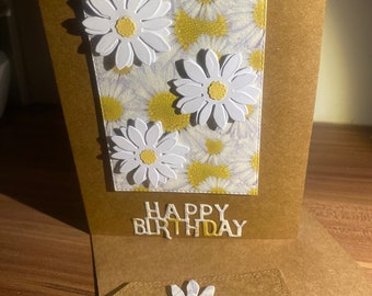 Handmade Kraft Birthday Card: Spring Daisy Design