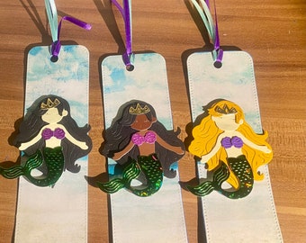 Mermaid Bookmark: Beach Scene, Shiny Tail, Book Lover Gift