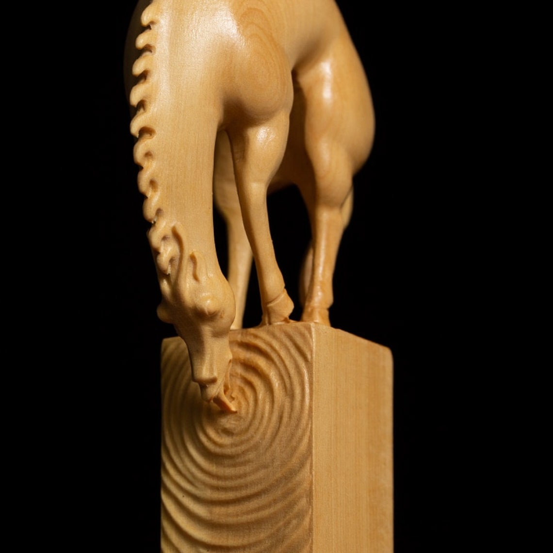 Wooden Horse Statue Hand Carving Decoration Craft Solid Wood Etsy
