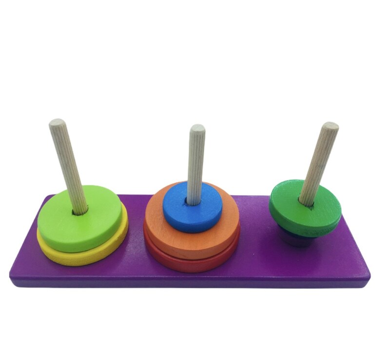 Natural Toys Organic Toy Toddlers Building Montessori Learning Rainbow Toys Wooden Hanoi Tower Natural Wooden Stacking Children/'s