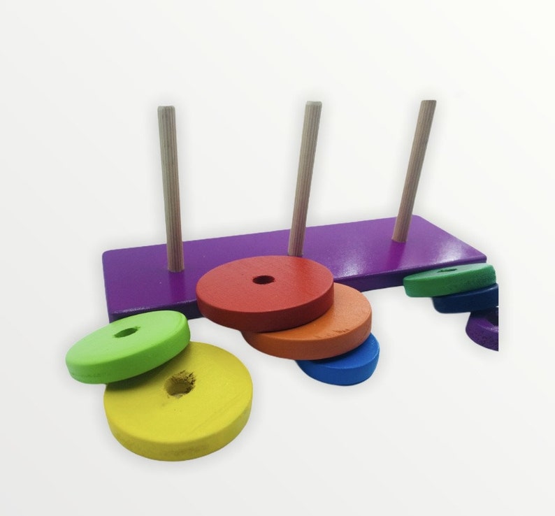Natural Toys Organic Toy Toddlers Building Montessori Learning Rainbow Toys Wooden Hanoi Tower Natural Wooden Stacking Children/'s
