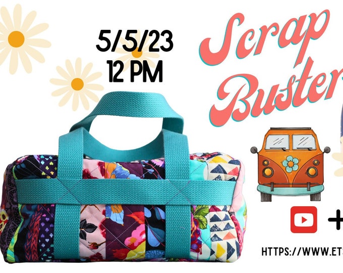 Patchwork Duffel Bag - Hippie Bag - Sewing Pattern and Tutorial - Sewspire - Zipper Top - Small Size - Colorful - Includes Video Tutorial