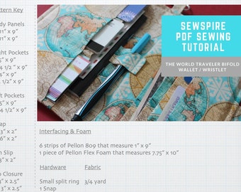Sewspire World Traveler Bi-Fold Passport Travel Wallet PDF Sewing Tutorial with Video