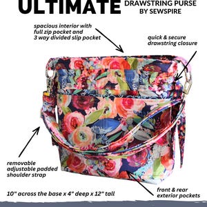 Ultimate Drawstring Purse Sewing Pattern, Rotary Cut Bucket Bag Tutorial (PDF)