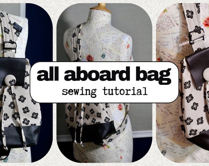 Sling Style Bag - PDF Instructions and Video Tutorial - for the Sewspire All Aboard Crossbody Bag with adjustable strap and side zipper