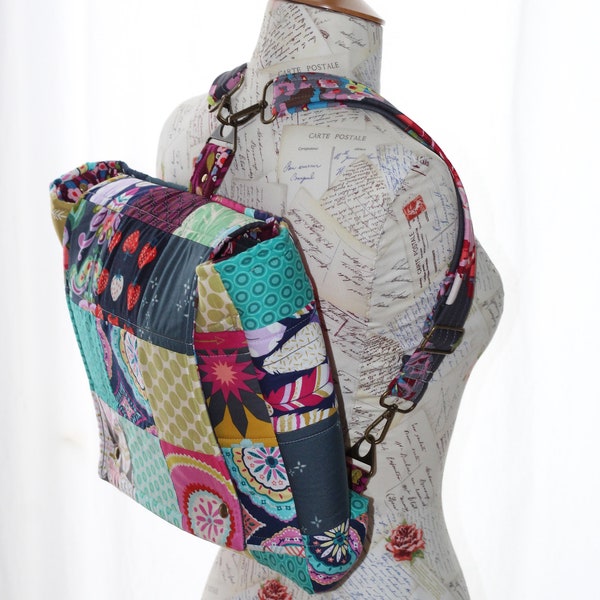 Patchwork Convertible Backpack PDF Happy Go Lucky Sewing Tutorial PDF with 4 step by step videos