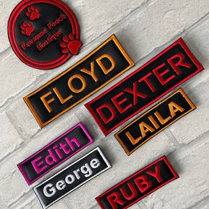 Personalised embroidered harness patch K9 julius type any text. ID Tag Service Tag