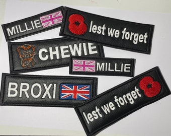 Personalised Embroidery Harness patch K9 Julius. Personalised with name and picture.  ID tag, service tag.
