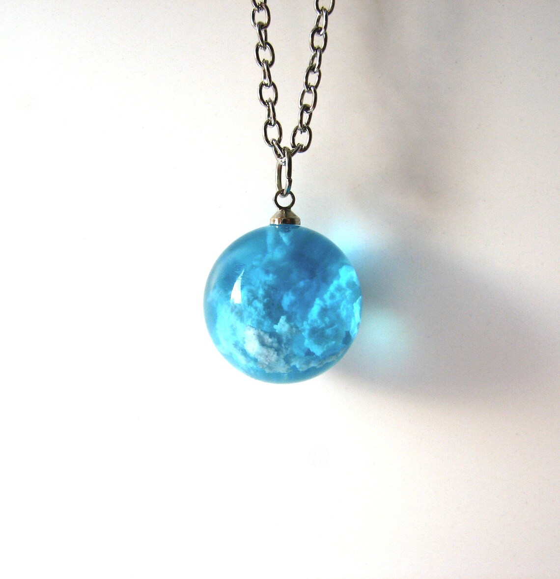 Sky Cloud Necklace Resin Pendant Present Gift For Her Sphere Etsy