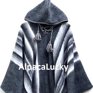 Dark Gray Alpaca Poncho for men and woman, alpaca poncho, poncho alpaca wool, peru,poncho for winter,shawl ethnic,peruvian ponchos