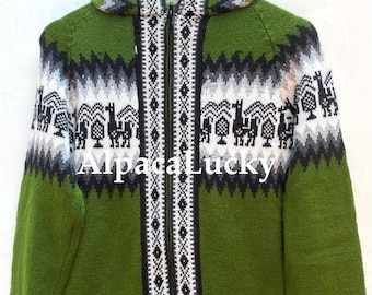 Green Alpaca sweater, peruvian sweater, Unisex sweater, peruvian alpaca sweater, peruvian jacket, peru sweater, alpaca sweater