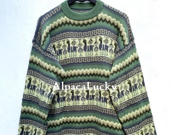 Green Alpaca sweater, peruvian sweater, Unisex sweater, peruvian alpaca sweater, peruvian jacket, peru sweater, alpaca sweater