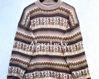 Creme Alpaca sweater, peruvian sweater, Unisex sweater, peruvian alpaca sweater, peruvian jacket, peru sweater, alpaca sweater