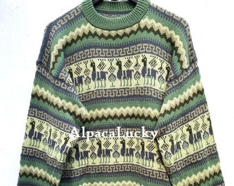 Green Alpaca sweater, peruvian sweater, Unisex sweater, peruvian alpaca sweater, peruvian jacket, peru sweater, alpaca sweater