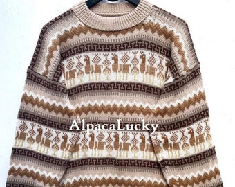 Creme Alpaca sweater, peruvian sweater, Unisex sweater, peruvian alpaca sweater, peruvian jacket, peru sweater, alpaca sweater