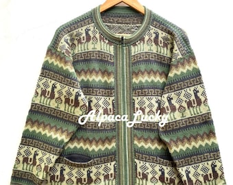 Green Alpaca sweater, peruvian sweater, Unisex sweater, peruvian alpaca sweater, peruvian jacket, peru sweater, alpaca sweater