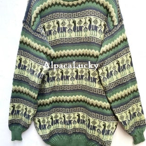 Turquoise Alpaca sweater, peruvian sweater, Unisex sweater, peruvian alpaca sweater, peruvian jacket, peru sweater, alpaca sweater Green