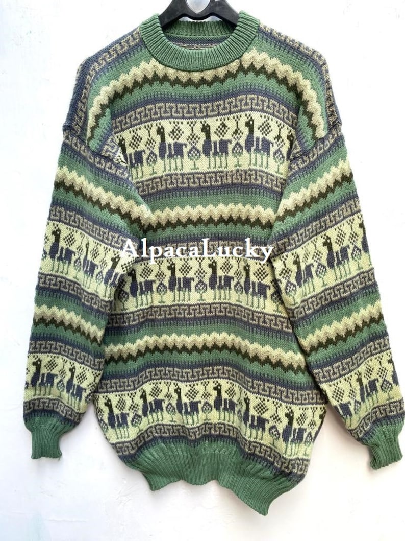 Turquoise Alpaca sweater, peruvian sweater, Unisex sweater, peruvian alpaca sweater, peruvian jacket, peru sweater, alpaca sweater Green