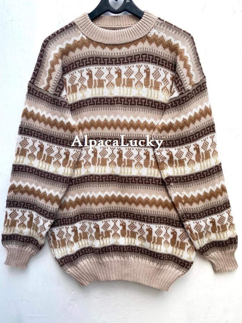 Turquoise Alpaca sweater, peruvian sweater, Unisex sweater, peruvian alpaca sweater, peruvian jacket, peru sweater, alpaca sweater Creme